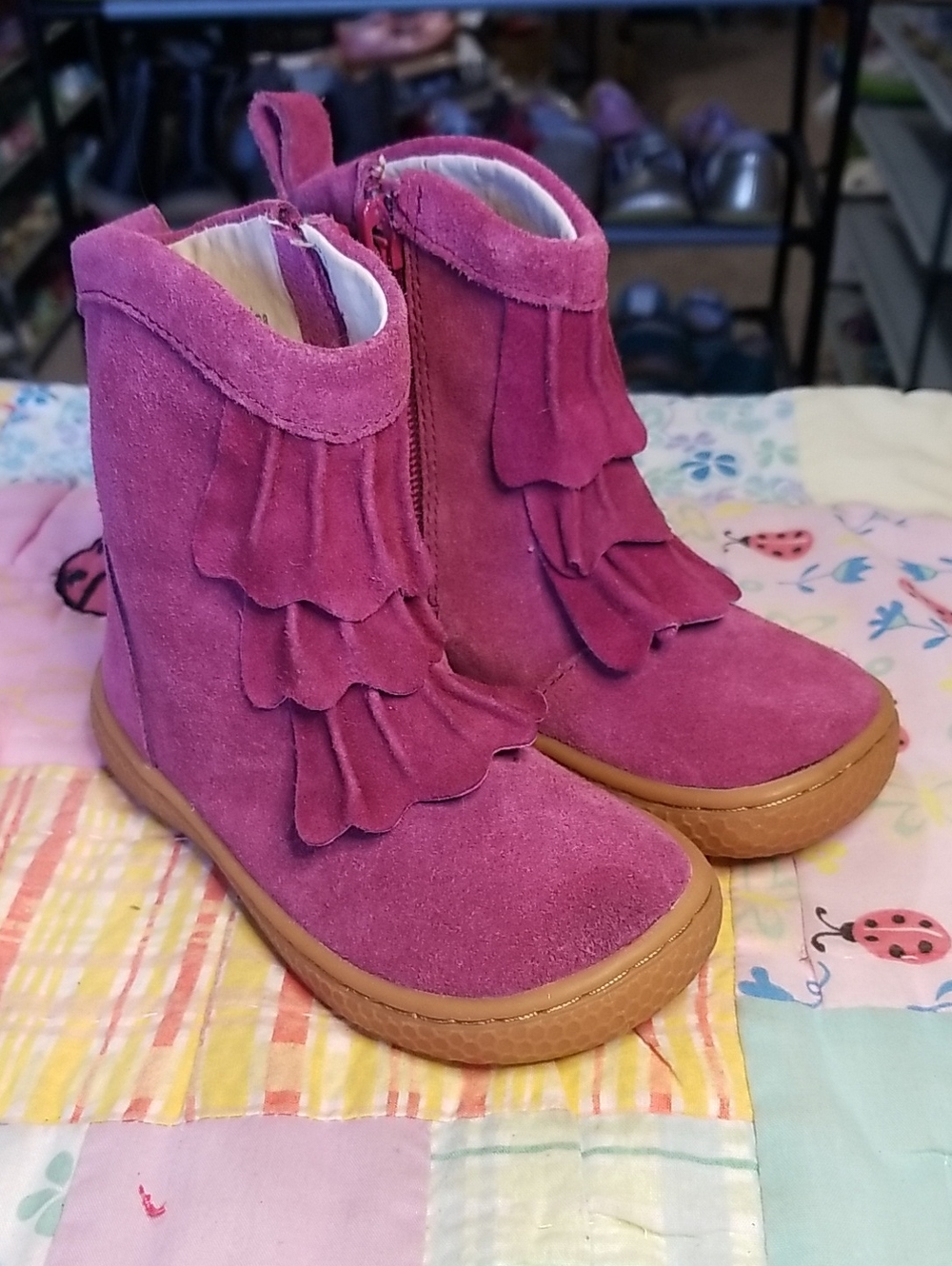Livie & Luca Pink Suede Boots With Ruffles Size 6